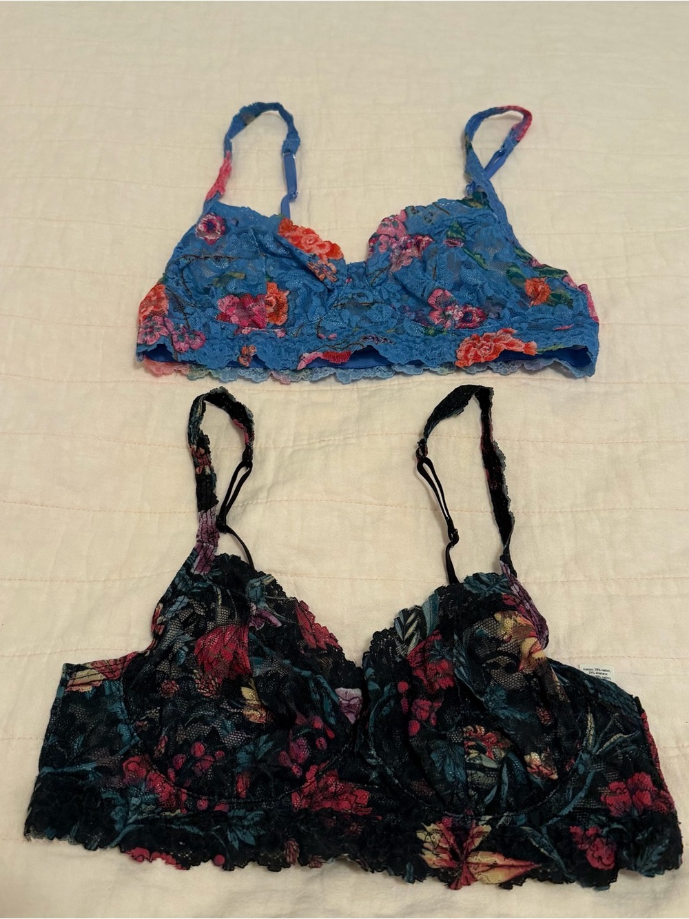 Set Of 2 Hanky Panky Floral Balconette Lace Bralettes